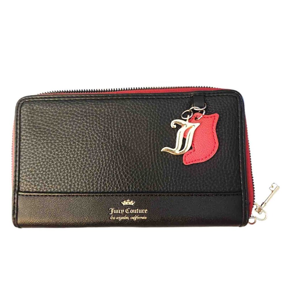 Juicy Couture LA California Woman Billfold Black w/Red Trim Zipper